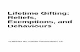 Lifetime Gifting: Reliefs, Exemptions, and Behaviours · are exemptions, such as gifts to a spouse/civil partner, gifts to charities and qualifying political parties and there is