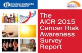 The AICR 2015 Cancer Risk Awareness Survey Report · AICR 2015 Cancer Risk Awareness Survey Report AICRBlog Facebook aicrtweets The six well-established cancer risk factors from our