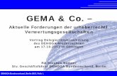GEMA & Co. · DEHOGA Bundesverband, Berlin 2017, Folie 1 . GEMA & Co. – Aktuelle Forderungen der urheberrechtl. Verwertungsgesellschaften. Vortrag Delegiertenversammlung