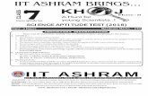 IIT ASHRAM3. The answer sheet, a machine–readable Optical Mark Recognition (OMR), is provided separately. 4. Do not tamper with / mutilate the OMR or the Booklet. 5. Write Name and