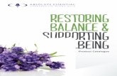RESTORING BALANCE & SUPPORTING WELLBEINGabsoluteessential.com/media/113583/generic catalogue august 2016 final.pdf · Ginger Zingiber officinalis ... Effective as insect repellent.