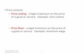 : a legal minimum on the price of a good or service …...SUPPLY, DEMAND, AND GOVERNMENT POLICIES 1 •Price controls –Price ceiling: a legal maximum on the price of a good or service