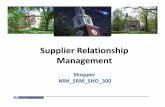 Supplier Relationship Management · 2011-12-16 · Definition of SRM Supplier Relhlationship Management (SRM) is an SAP product that facilitates public procurement via a web‐based