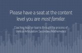 Please have a seat at the content level you are most …...Vertical Articulation Activity Vertical Teams 1. Vertically align problems on poster paper. 2. Write Learning Targets for