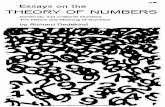 Essays on the theory of numbers · RICHARD DEDEKIND AUTHORIZED TRANSLATION BY WOOSTER WOODRUFF BEMAN LATE PROFESSOR OF MATHEMATICS ... by G. Cantor ( Vol. 5), for which I owe the