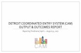 DETROIT COORDINATED ENTRY SYSTEM (CAM) OUTPUT & …€¦ · DETROIT COORDINATED ENTRY SYSTEM (CAM) OUTPUT & OUTCOMES REPORT Reporting Timeframe | April 1 – August 31, 2017 . 2 Executive