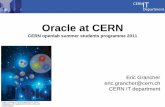 Oracle at CERN · Exadata Hybrid Columnar Compression on Oracle 11gR2 0 10 20 30 40 50 60 70 No compression OLTP compression Columnar for Query Low Columnar for Query High Columnar