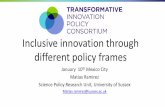 Inclusive innovation through different policy frames...• Post WW1 and post WW2 created expectation on the state to solve problem. Post WW2 new technical solution based on PRC (Pre-cast