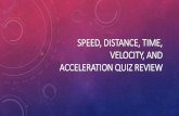 Speed, Distance, Time, Velocity, and Acceleration Quiz Review Distance Time...SPEED, DISTANCE, TIME, VELOCITY, AND ACCELERATION QUIZ REVIEW. QUESTION #1 Write down the equations for: