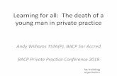 Learning for all: The death of a young man in private practice · Symptom Relief Transference Cure Script Cure. The “Process” of Mark’s Case •Rapid, urgent entrance into therapy