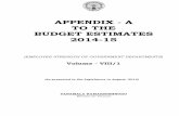 APPENDIX - A TO THE BUDGET ESTIMATES 2014-15 · to the budget estimates 2014-15 [employee strength of government departments] volume - viii/1 . ... quality control wing for andhra