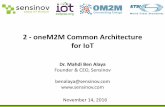 2 - oneM2M Common Architecture for IoT · 2 - oneM2M Common Architecture for IoT Dr. Mahdi Ben Alaya Founder & CEO, Sensinov benalaya@sensinov.com ... which impedes large-scale M2M