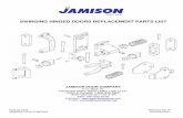 SWINGING HINGED DOORS REPLACEMENT PARTS …cdn.jamisondoor.com/PDF_Drawerings/CAD_J_Series/J9000/J...ECN CS-2479 J9044052 Rev W JAMISON DOOR COMPANY S/N 904405201 SWINGING HINGED DOORS