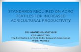 STANDARDS REQUIRED ON AGRO TEXTILES FOR ...ficci.in/events/23506/ISP/Dr_Manisha_Mathur_SASMIRA.pdfSTANDARDS REQUIRED ON AGRO TEXTILES FOR INCREASED AGRICULTURAL PRODUCTIVITY DR. MANISHA