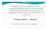 Simple sequence repeats (SSR) polymorphisms and the … · 2013-10-15 · Federal University Ndufu Alike Ikwo, Nigeria Simple sequence repeats (SSR) polymorphisms and the relationship
