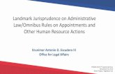 Landmark Jurisprudence on Administrative Law/Omnibus Rules … · 2019-11-07 · Landmark Jurisprudence on Administrative Law/Omnibus Rules on Appointments and Other Human Resource