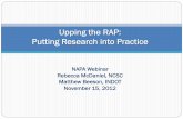 Upping the RAP: Putting Research into Practice Presentations/U… · Upping the RAP: Putting Research into Practice NAPA Webinar Rebecca McDaniel, NCSC Matthew Beeson, INDOT November
