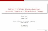 ECE595 / STAT598: Machine Learning I Lecture 17 Perceptron ... · Perceptron Algorithm Abu-Mostafa, Learning from Data, Chapter 1.2