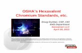 OSHA’s Hexavalent Chromium Standards, etc.Chromium ... Dunbar OSHA...OSHA’s Hexavalent Chromium Standards What o need to kno !What you need to know! Does the New Standard apply
