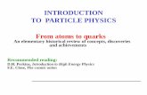 INTRODUCTION TO PARTICLE PHYSICS From atoms to quarks · (Davisson and Germer, 1927) Wavelength of the a –particles used by Rutherford in the discovery of the atomic nucleus: 6.7
