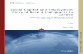 Social Capital and Employment Entry of Recent Immigrants ... · Research and Evaluation Social Capital and Employment Entry of Recent Immigrants to Canada Evidence from the Longitudinal