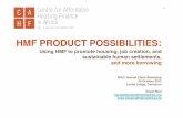 HMF PRODUCT POSSIBILITIES - RHLF · 2015-07-09 · 1 HMF PRODUCT POSSIBILITIES: Using HMF to promote housing, job creation, and sustainable human settlements, and more borrowing RHLF