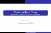 Matrices and Linear Algebra · 2017-10-16 · Contents Matrices and Linear Algebra Quantitative methods for Economics and Business UniversityofFerrara Academic year 2017-2018 MatricesandLinearAlgebra