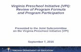 Virginia Preschool Initiative (VPI): Review of Program ...hac.virginia.gov/subcommittee/Jt_Preschool... · 07/09/2016  · – 27 divisions (or 23 percent) used 76 to 99 percent of