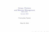 Arrays, Pointers and Memory Management · Arrays, Pointers and Memory Management EECS 2031 Summer 2014 Przemyslaw Pawluk May 20, 2014. ... type arrName[size] Individual elements can