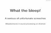 What the bleep! - NoFuss...What the bleep! A serious of unfortunate screeches Misadventures in sound processing on Android. 28 October 2019 Please ask questions as we go along. Fair