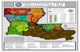 Office of Forestry, LDAF State Forestry Office Map...Data Sources: LDAF, LDEQ, USGS-NRCS, 2005 LOUISIANA GIS DVD DATA, LSU Katr in a-Rit a Clearinghouse Applic ation: Forestry Offic