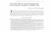 Australian journalism research index 1992–94Australian journalism research index 1992–94 291 Australian journalism research index 1992–94 Sharon McHugh THIS is the inaugural