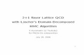 2+1 ﬂavor Lattice QCD with L¨uscher’s Domain ......Plan of talk 1.Introduction 2.Initial physics plan for PACS-CS 3.L¨uscher’s domain-decomposed HMC (LDDHMC) algorithm 4. 2+1