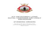 875 ANTIGONISH LIONS ROYAL CANADIAN AIR CADET … · 875 Antigonish Lions Royal Canadian Air Cadet Squadron STANDING ORDERS FOREWARD 1.These Squadron Standing Orders (SSOs) are issued