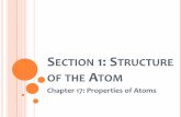 SECTION 1: STRUCTURE OF THE ATOM - northallegheny.org€¦ · 1805: John Dalton offered proof that atoms exist Created an early model of the atom that showed a simple sphere . ATOMIC