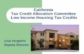 The ABC’s of Low Income Housing Tax Credits · 2013-12-11 · Low Income Housing Tax Credits . Lisa Vergolini . Deputy Director . LOW INCOME HOUSING TAX CREDIT Created by the Tax
