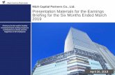 M&A Capital Partners Co., Ltd. Presentation Materials for ... · Aiming to be the world's leading investment bank seeking maximum contributions to clients and the happiness of all
