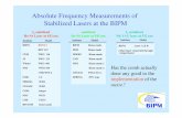 Absolute Frequency Measurements of Stabilized Lasers at the BIPM · 2013-10-15 · Absolute Frequency Measurements of Stabilized Lasers at the BIPM I 2 stabilized Nd:YAG laser at