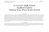Lawrence High School Applied English: Taking Your Place in ... · A full year English Language Arts course for eleventh and twelfth grade students as recommended by their Individual