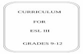 CURRICULUM FOR ESL III GRADES 9-12€¦ · Give student a copy of the class notes. Provide written and oral instructions. Differentiate reading levels of texts (e.g., Newsela). Shorten