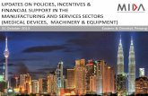 UPDATES ON POLICIES, INCENTIVES & FINANCIAL SUPPORT IN … · 2018-01-31 · updates on policies, incentives & financial support in the manufacturing and services sectors (medical