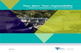 Your dam: Your responsibility - Water and catchments · to minimise the impact from dam failure, Chapter 8 covers dam safety emergency planning and what to do in an emergency with