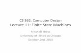 CS 362: Computer Design Lecture 11: Finite State …...Lecture 11: Finite State Machines Mitchell Theys University of Illinois at Chicago October 2nd, 2018 Announcements State Machines