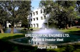 KIRLOSKAR OIL ENGINES LTD. Analyst & Investor Meet · •Kirloskar Oil Engines Ltd •KOEL Americas Corp, USA (incorporated in 2015) •La-Gajjar Machineries Pvt Ltd (LGM) (acquired