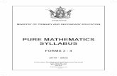 PURE MATHEMATICS SYLLABUS - revision.co.zw · 3.4 develop a further understanding of mathe-matical concepts and processes in a way that . 2 Pure Mathematics Syllabus Forms 3 - 4 encourages