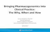 Bringing Pharmacogenomics into Clinical Practice: The Why ...€¦ · Bringing Pharmacogenomics into Clinical Practice: The Why, When and How Laura Chadwick, PharmD Clinical Specialist