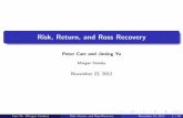 Risk, Return, and Ross Recovery - Fields Institute€¦ · The most general version of FTAP is by Delbaen and Schachermayer, who now have a book on the subject. There are actually