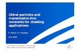 Chiral particles and transmission-line networks for ...€¦ · Chiral particles and transmission-line networks for cloaking applications P. Alitalo, S. Tretyakov 13.6.2008 TKK Helsinki