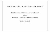 SCHOOL OF ENGLISH Information Booklet for First Year ... · Theories Booklet, available to buy from the School of English office. The Theories Booklet contains the primary texts you