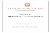 PRACTICAL LAB MANUALsarajapharmacycollege.com/downloads/pharmaceutical.pdf · PRACTICAL LAB MANUAL . PHARMACEUTICAL ENGINEERING (PRACTICAL MANUAL) SECOND YEAR (III SEMESTER) ... given